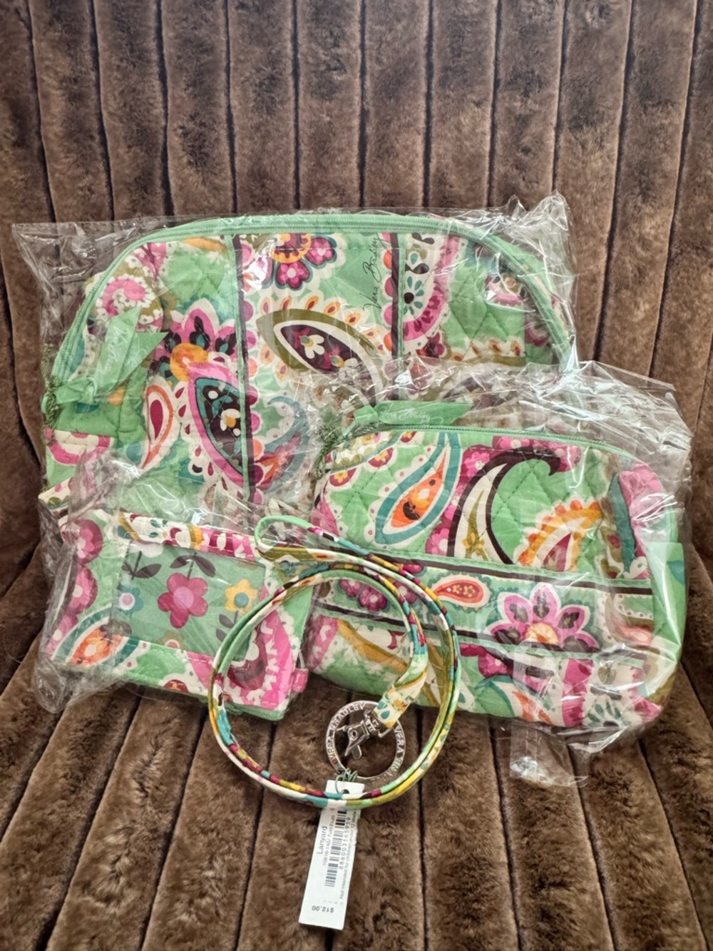 Vera Bradley bundle - Paisley Large & Sm Cosmetic Bag, Zip ID & Wristlet Set